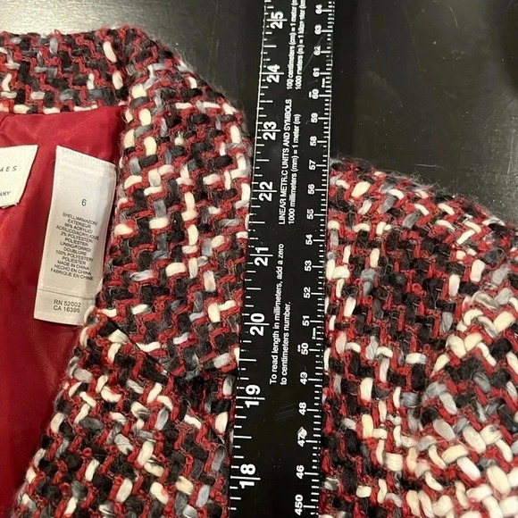 Emma James Basketweave Tweed One Button Blazer Wine Red and Black Womens 6 - Picture 7 of 8